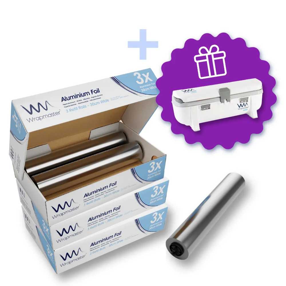 Hliníková fólia Wrapmaster 30 cm x 150 m x 3 (3 krt) + Wrapmaster 3000 ZDARMA ROIN