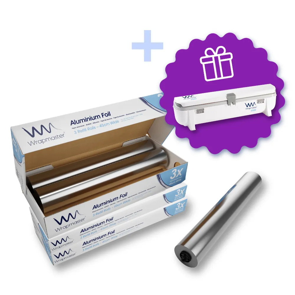 Hliníková fólia Wrapmaster 45 cm x 150 m x 3 (3 krt) + Wrapmaster 4500 ZDARMA ROIN