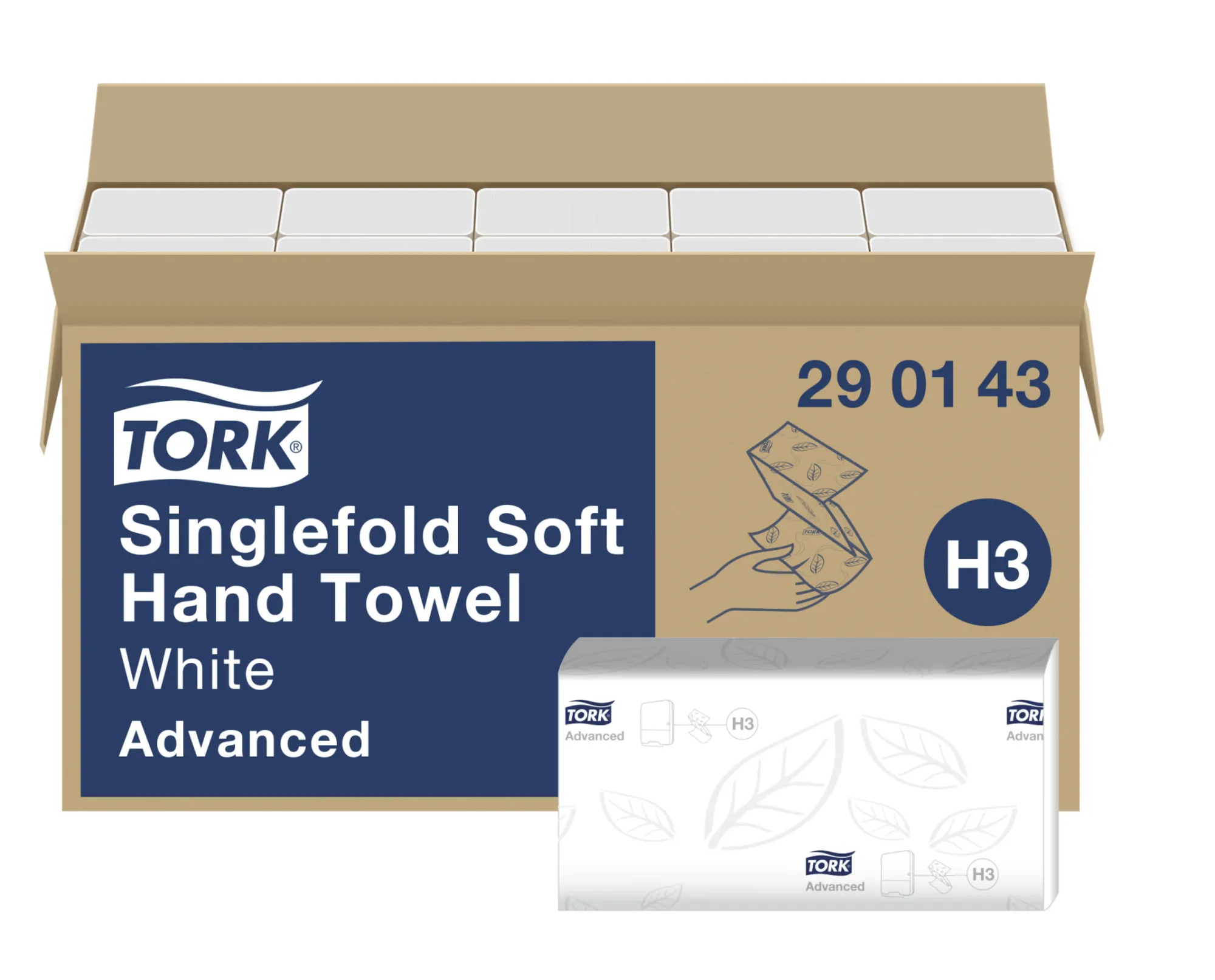 290143 Tork Singlefold papierové utierky Advanced, H3, V-sklad, 2-vrst., biele (15 x 250 ks/krt) roin