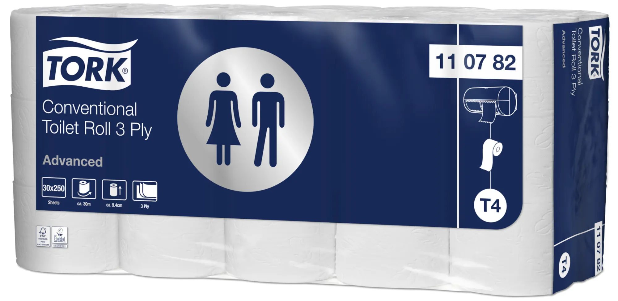 110782 Tork toaletný papier v konvenčnom kotúči Advanced, T4, 3-vrst., biely, 250 útržkov (30 ks:krt) 1 roin.png
