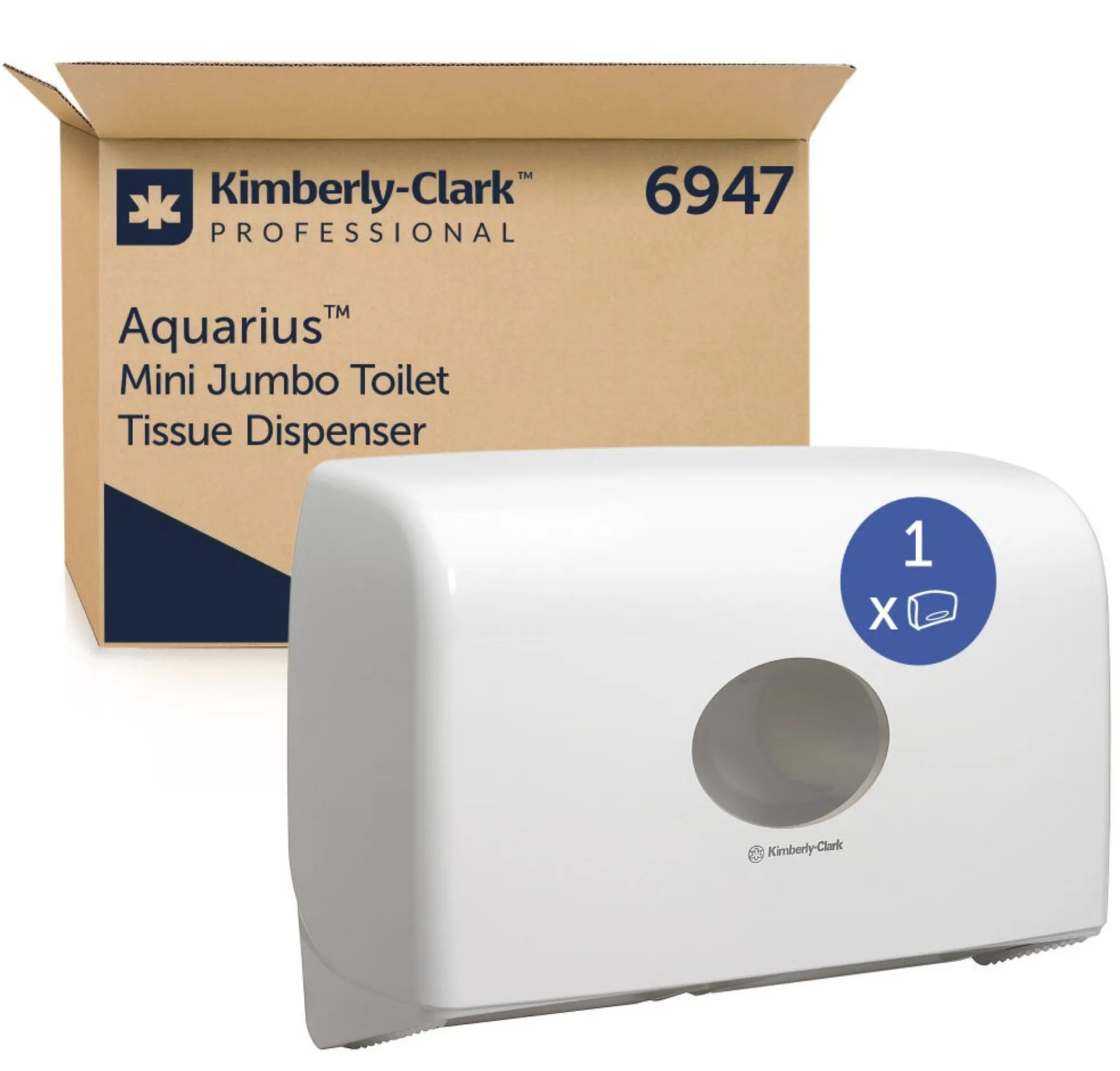 6947 Aquarius™ Twin Mini Jumbo zásobník na toaletný papier, biely roin