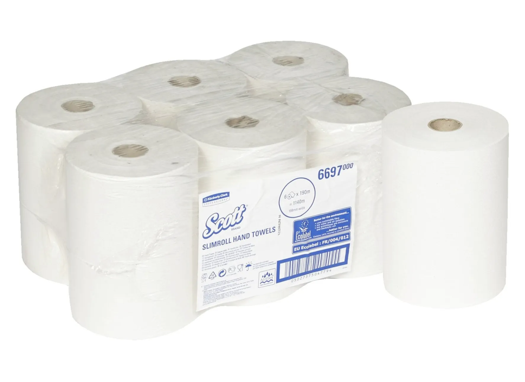 6697 Scott® Slimroll papierové utierky 1-vrst., biele, 190 m (6 ks/krt) 6697