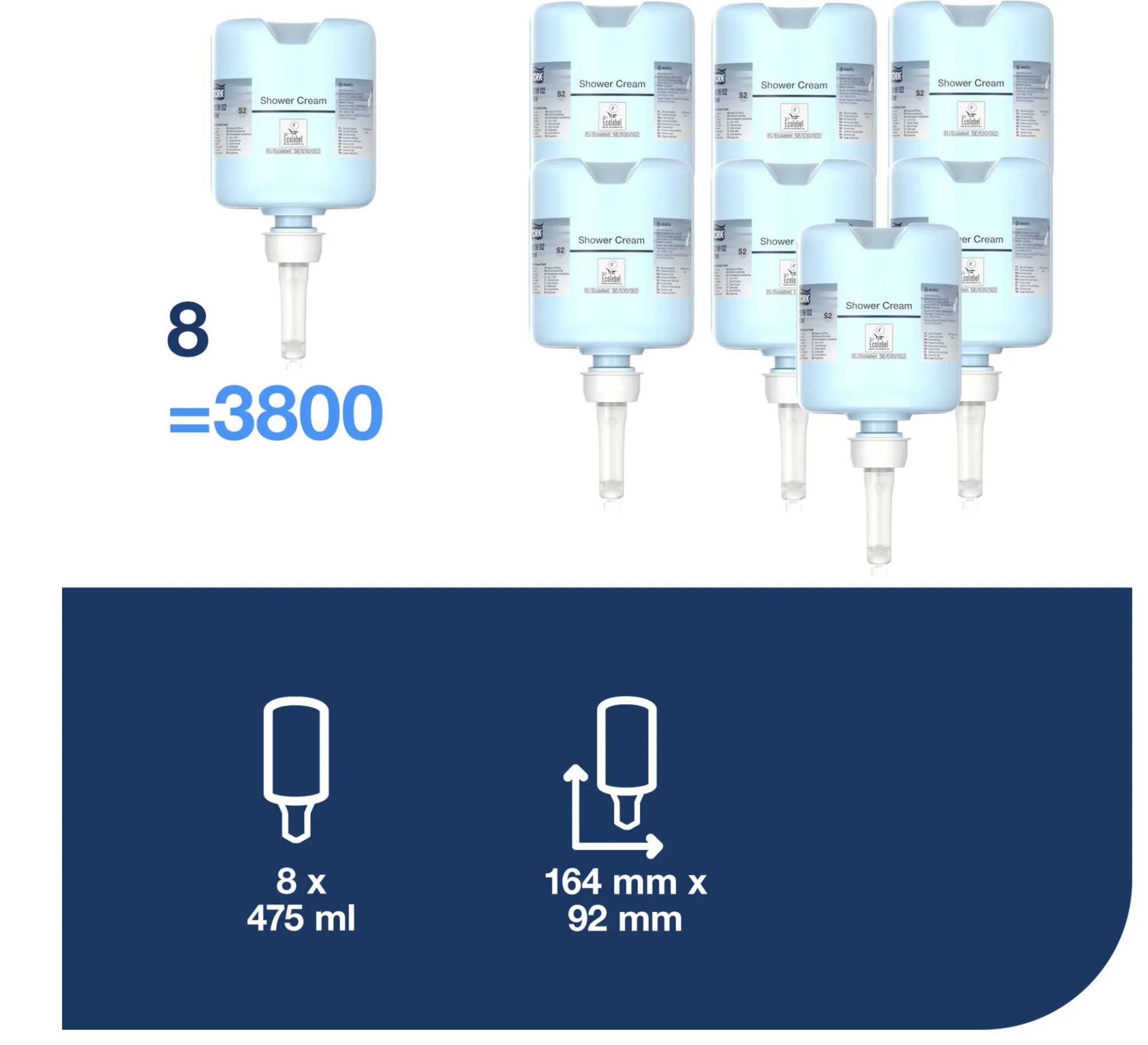 420602 Tork Mini tekuté mydlo na vlasy a telo S2, modré, 475 ml 2 roin.png