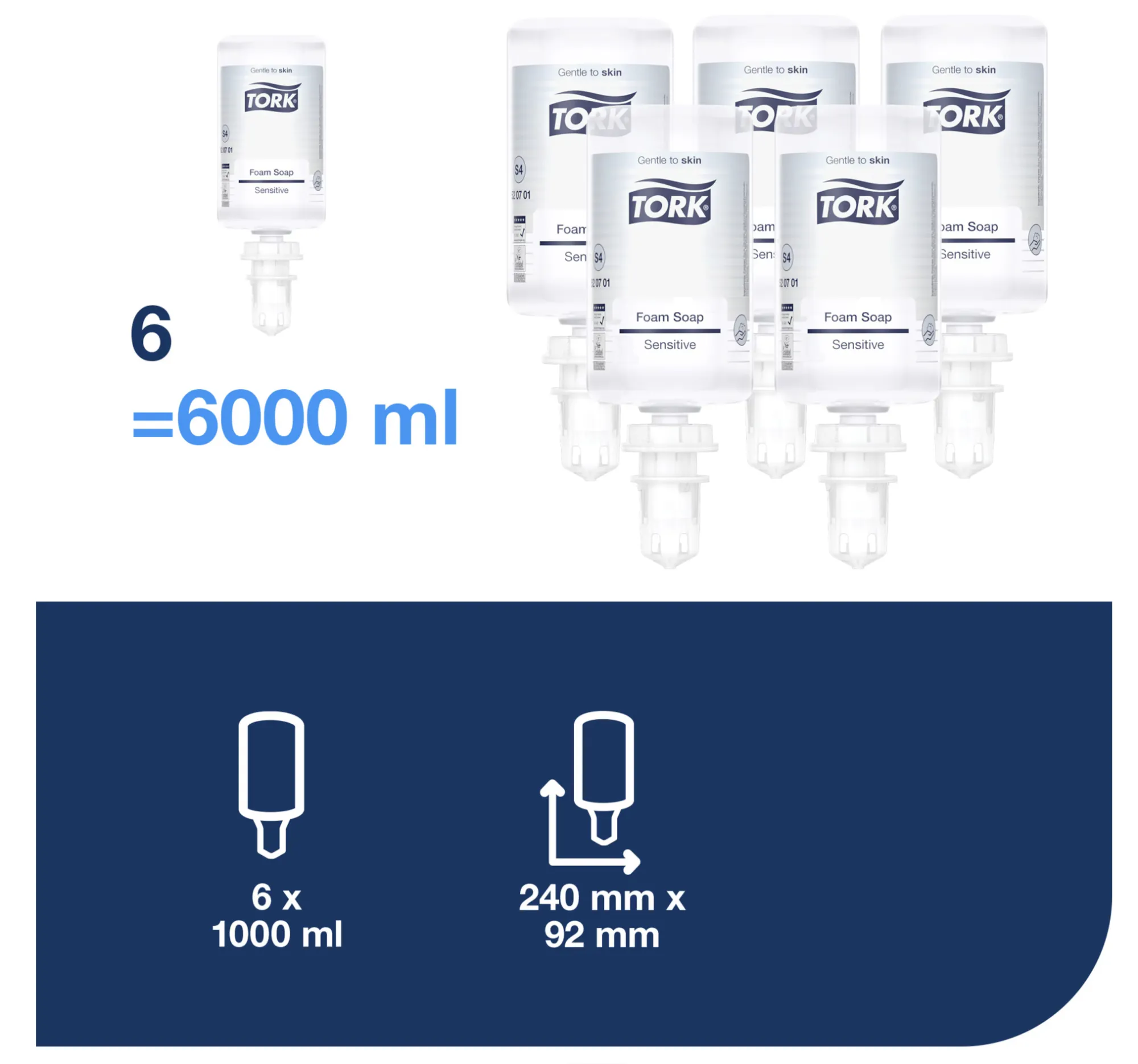 520701 Tork penové mydlo S4, pre citlivú pokožku, svetlo žlté, 1000 ml 4 roin.png
