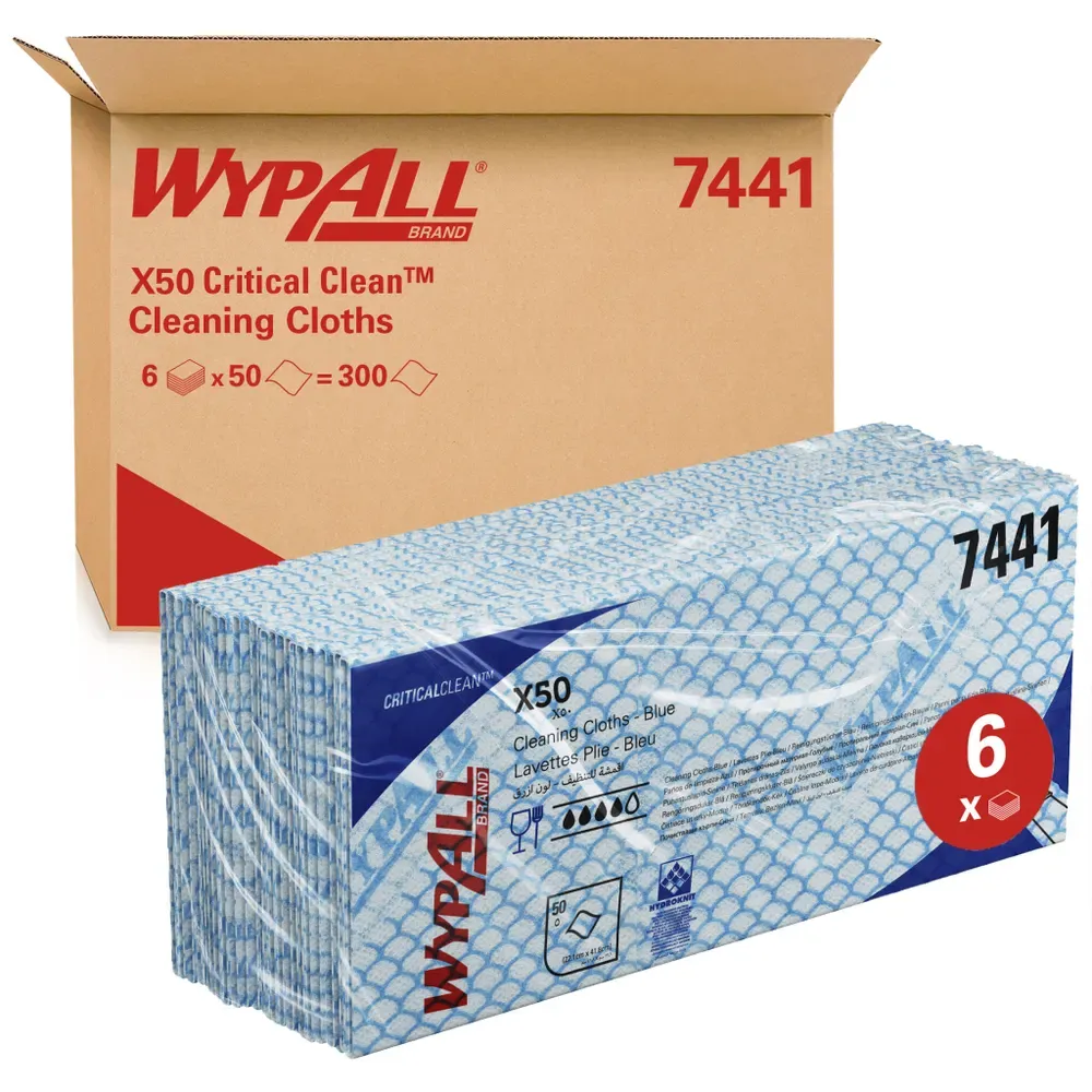 7441 KC WYPALL* X50 utierky z netk.textílie modré sklad. 6 x 50 ks