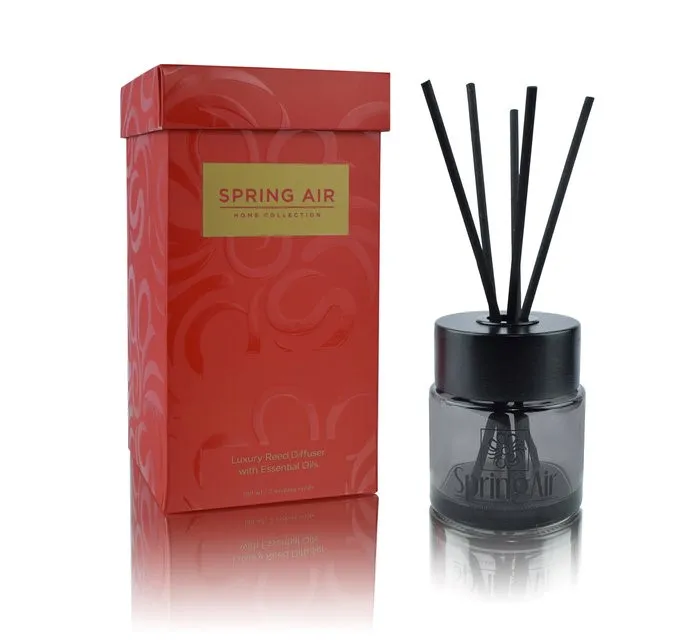 Aroma difúzer Gold Line 100 ml s ratanovými tyčinkami 5 ks, vôňa Pomaranč - škorica, červený obal_ROIN
