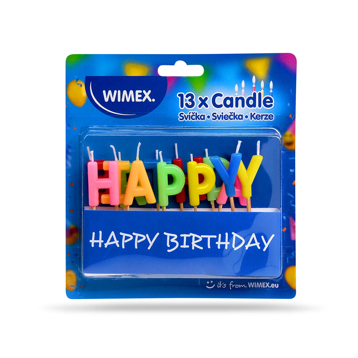 Sada sviečok na špajdli HAPPY BIRTHDAY 65 mm (13 ks) roin