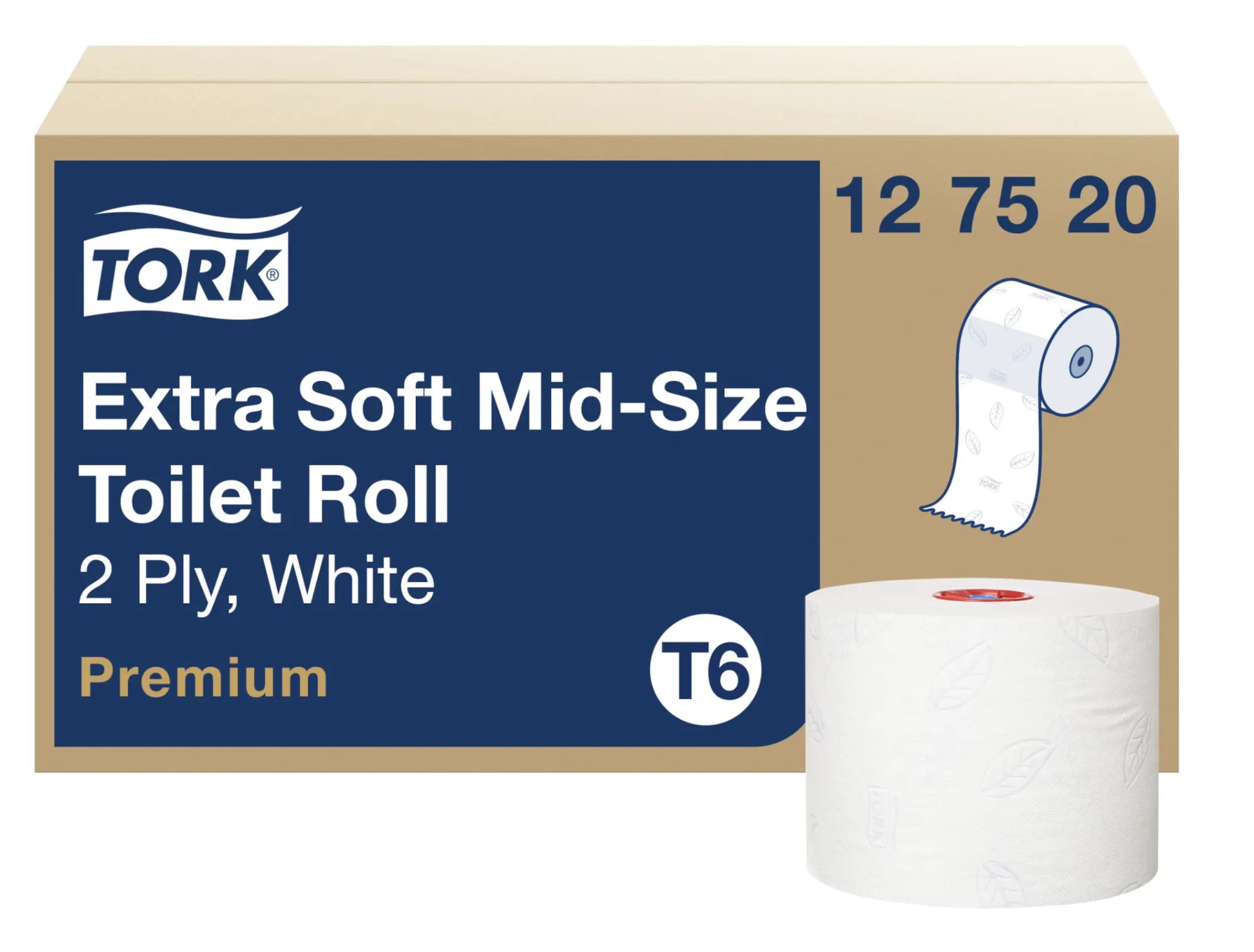 127520 Tork Mid-size toaletný papier Premium, T6, 2-vrst., biely, 90 m (27 ks/krt) roin
