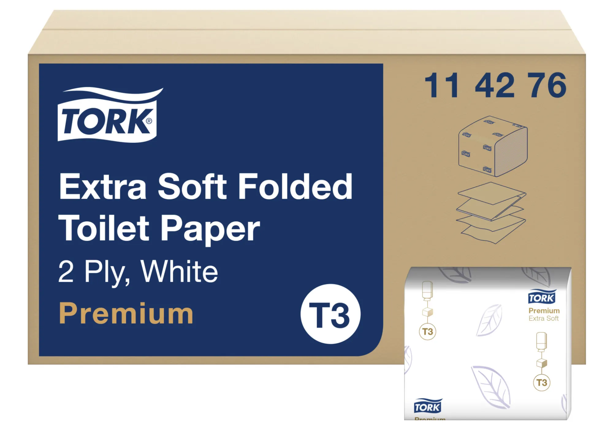 114276 Tork Folded skladaný toaletný papier Premium, T3, 2-vrst., biely (30 x 252 ks/krt) roin