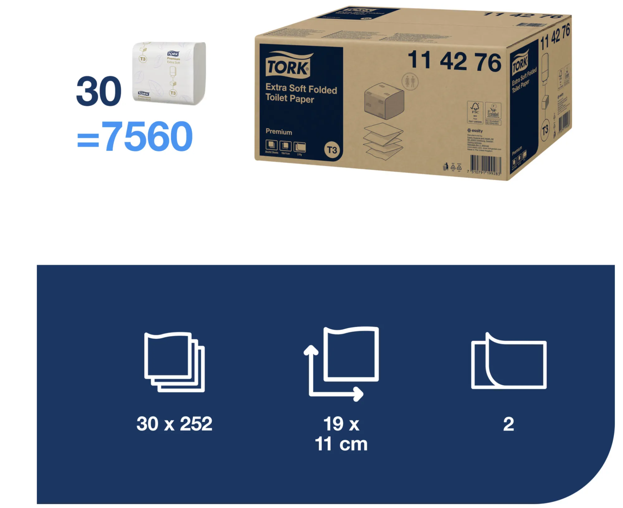 114276 Tork Folded skladaný toaletný papier Premium, T3, 2-vrst., biely (30 x 252 ks:krt) roin 3.png