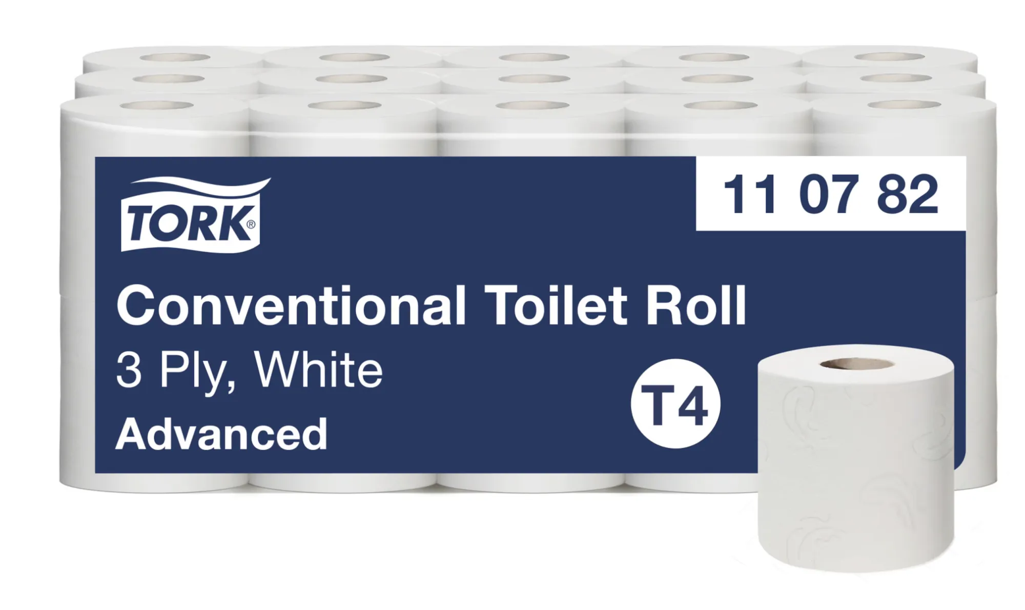110782 Tork toaletný papier v konvenčnom kotúči Advanced, T4, 3-vrst., biely, 250 útržkov (30 ks/krt) roin