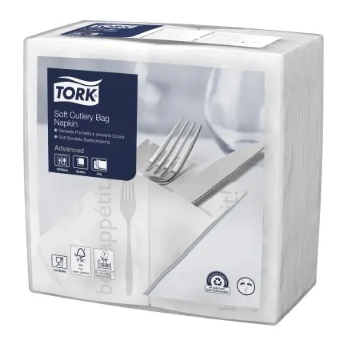 470262 Tork Advanced Bon Appetit servítka do obalu na príbor, biela (12 x 100 ks/krt) ROIN
