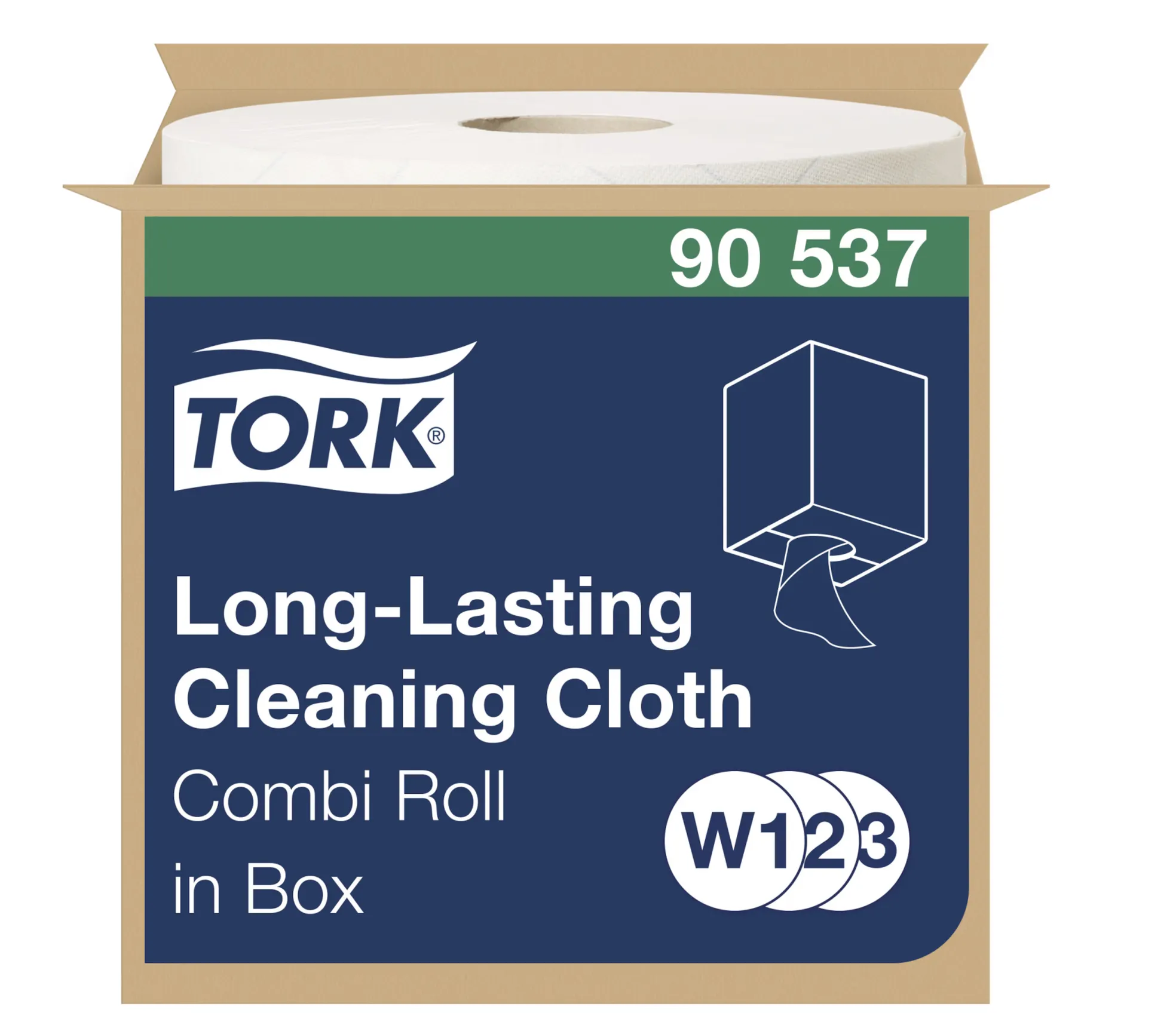 90537 Tork Long-Lasting čistiace utierky z netkanej textílie W1/W2/W3, v rolke, biele, 300 útržkov