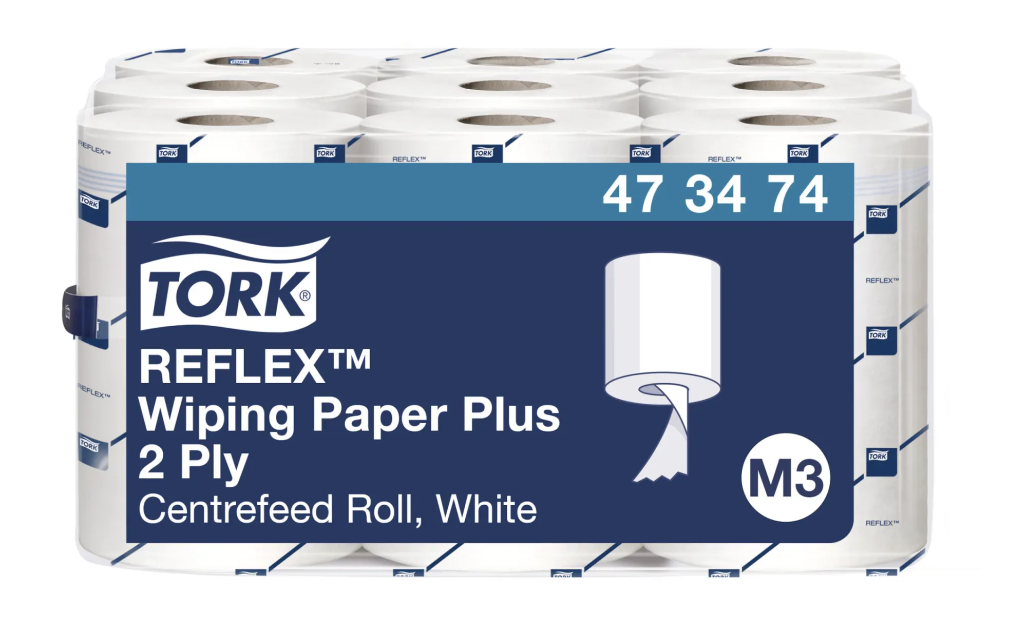 473474 Tork Reflex™ papierové utierky Plus so stredovým odvinom M3, 2-vrst., biele, 67 m (9 ks/krt) roin