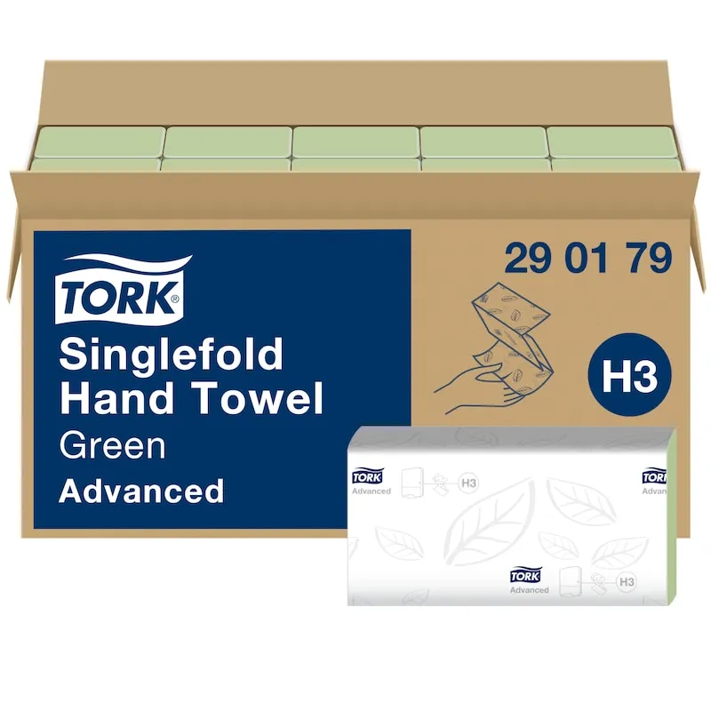 290179 Tork Singlefold papierové utierky Advanced, H3 V-sklad, 2-vrst., zelené (15 x 250 ks/krt)
